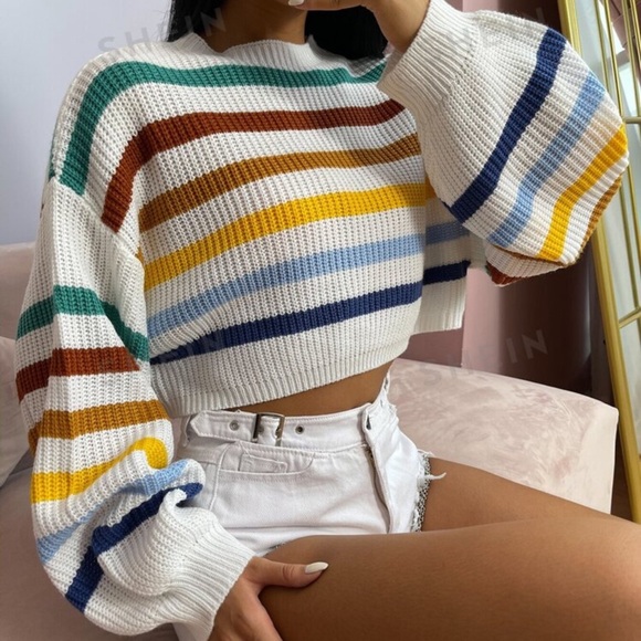 Multicolored Color Block Cozy Striped Sweater - Picture 3 of 8